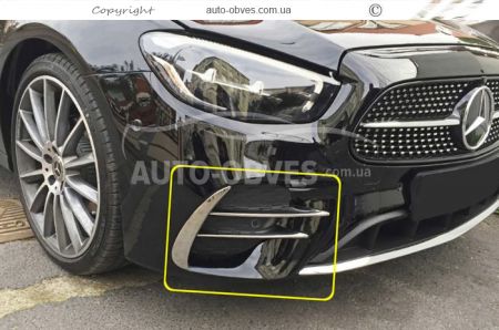 Боковые накладки на передний бампер Mercedes E-сlass w213 2020-... - тип: нержавеющая сталь фото 2