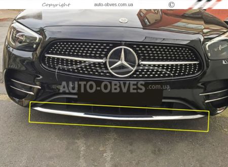 Хром смужка на передній бампер Mercedes E-сlass w213 2020-... - тип: нержавіюча сталь фото 2