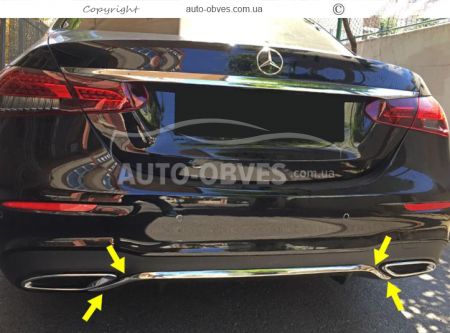 Хром смужка на задній бампер Mercedes E-сlass w213 2020-... - тип: нержавіюча сталь фото 2