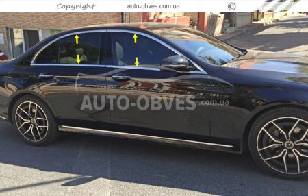 Полная окантовка окон Mercedes E-сlass w213 2020-... - тип: нержавеющая сталь фото 2