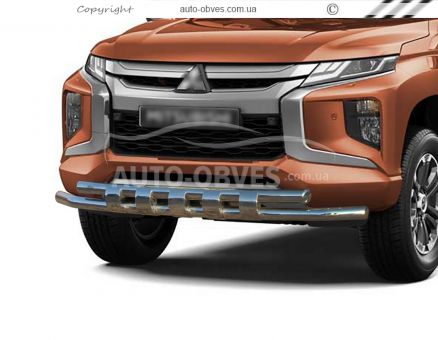 Захист бампера Mitsubishi Pajero Sport 2020-... - тип: модельний з пластинами фото 0