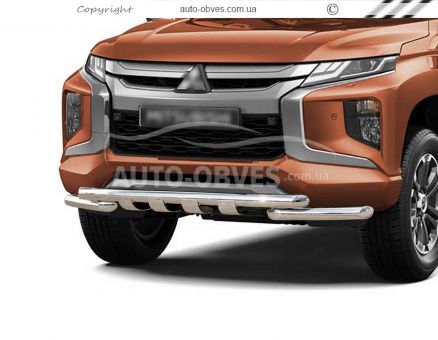 Захист бампера Mitsubishi Pajero Sport 2020-... - тип: модельний, з пластинами фото 0