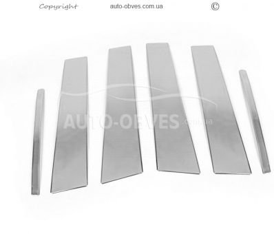 Moldings for door pillars Kia Sportage, stainless steel 6 elements фото 1