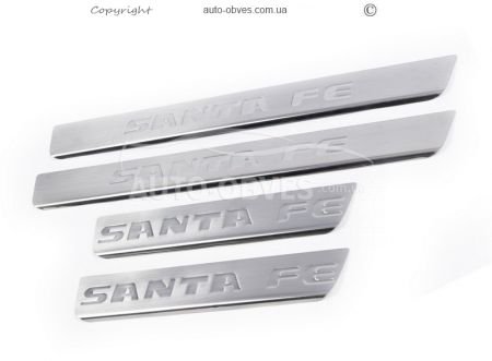 Накладки на дверные пороги Hyundai Santa Fe, 4шт фото 0