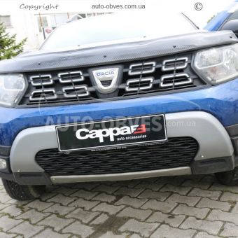 Накладка на передний бампер верхняя Renault Duster 2018-2024 - тип: abs, серая фото 4