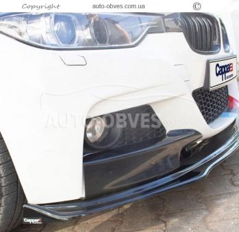 Накладка на передний бампер BMW 3 series F30, 31, 34 2012-2019 - тип: черная lip фото 2