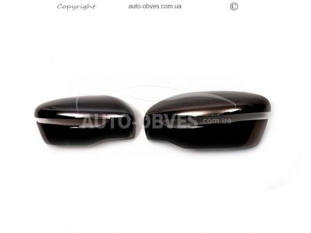 Overlays for mirrors black chrome Nissan Qashqai 2014-2021 фото 0