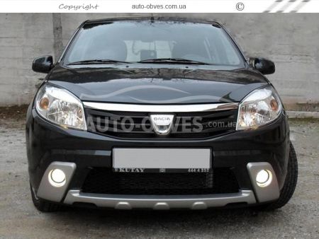 Covers on the front bumper Dacia Sandero 2009-2013 - type: 3 pcs, for painting фото 2