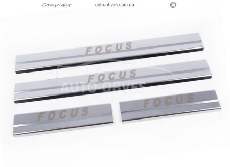 Накладки на дверные пороги Ford Focus, 4 шт фото 0