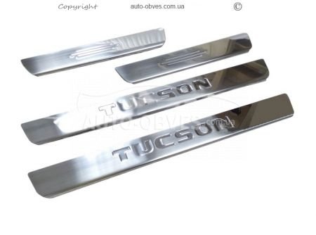 Interior door sills Hyundai Tucson stainless steel фото 0