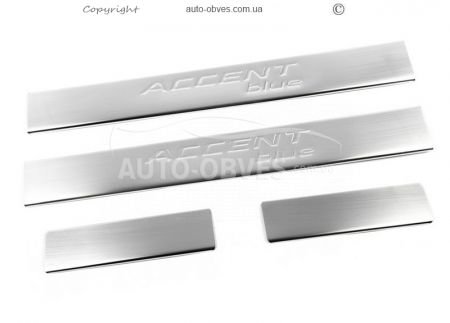 Накладки на дверные пороги Hyundai Accent 4 шт, нержавейка фото 0