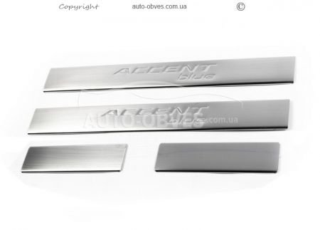 Door sills Hyundai Accent 4 pcs, stainless steel фото 1