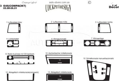 Panel decor BMW 3 series E46 1998-2006 Compact - type: decals фото 0