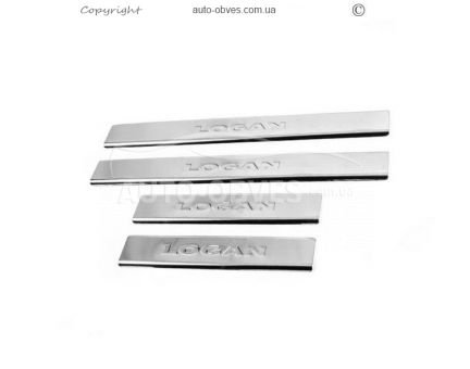 Door sill plates Renault Logan MCV 2005-2012 - type: 4 stainless steel v2 фото 0