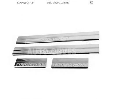 Door sill plates Nissan Qashqai 2010-2014 - type: v2 4 pcs stainless steel фото 0
