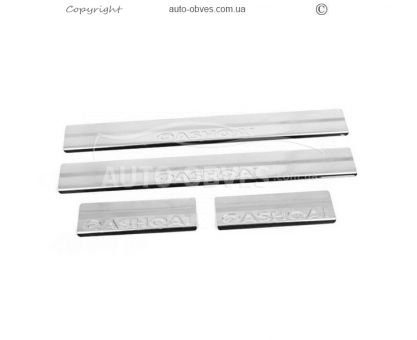 Door sill plates Nissan Qashqai 2007-2010 - type: v2 4 pcs stainless steel фото 1