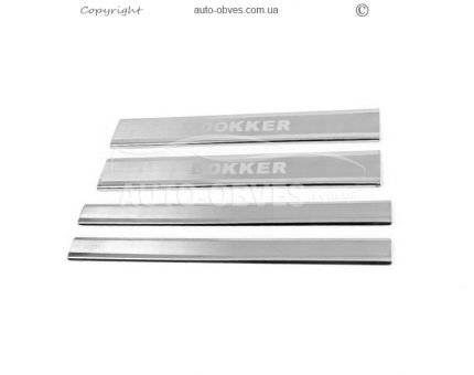 Door sill plates Renault Dokker 2013-2021 - type: 4 pcs stainless steel v2 фото 0