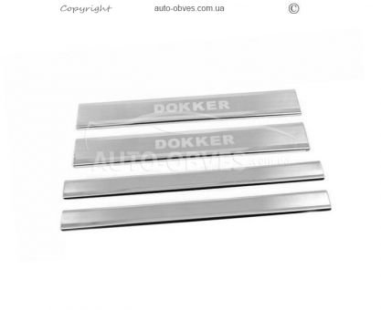 Door sill plates Renault Dokker 2013-2021 - type: 4 pcs stainless steel v2 фото 1