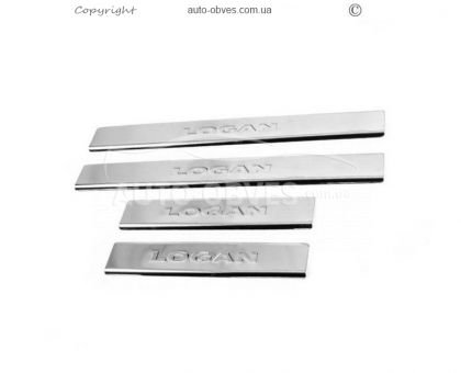 Door sill plates Renault Logan MCV 2013-2021 - type: 4 pcs stainless steel v2 фото 0