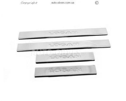 Door sill plates Renault Logan MCV 2013-2021 - type: 4 pcs stainless steel v2 фото 1