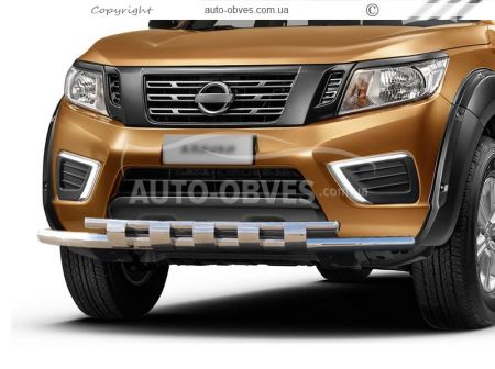 Захист бампера Nissan Navara 2016-... - тип: модельний з пластинами фото 0