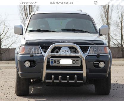 High bull bar Mitsubishi Pajero Sport 1997-2008 - type: up to the hood фото 2