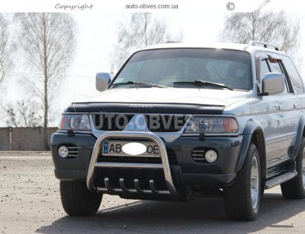 Защита переднего бампера Mitsubishi Pajero Sport 1997-2008 - тип: низкий фото 2