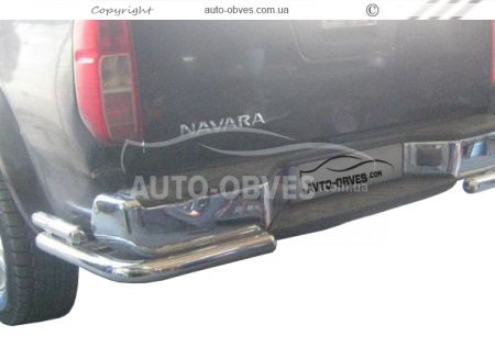 Nissan Navara rear bumper protection - type: double corners фото 0