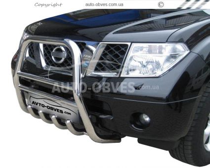 High bull bar Nissan Navara 2005-2014 - type: up to the hood фото 1