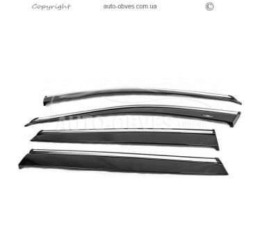 Wind deflectors Nissan Rogue 2013-2020 - type: with chrome molding фото 0