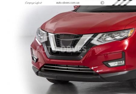 Накладки на решітку бампера Nissan X-trail T32, Rogue 2017-2021 - тип: нержавійка фото 3