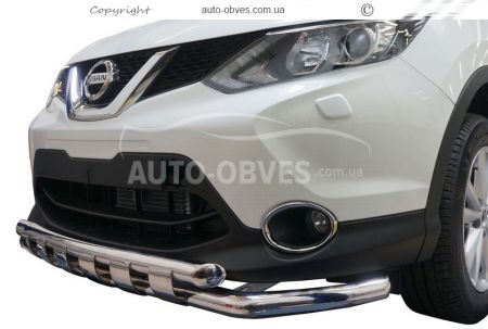Защита бампера Nissan Qashqai 2014-2017 - тип: модельная с пластинами фото 0