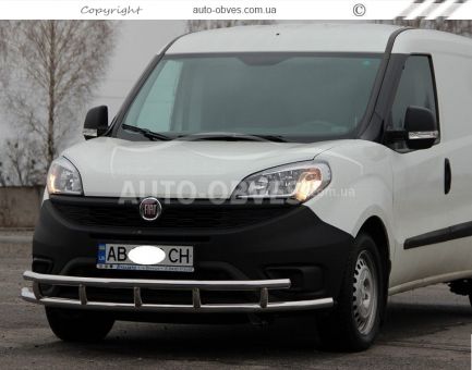 Front bumper protection Fiat Doblo 2015-… - type: double pipe фото 2