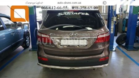 Защита заднего бампера Hyundai Santa Fe Grand 2013-2016 - тип: одинарная труба фото 1