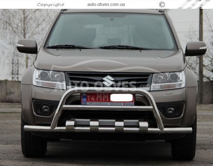 Защита переднего бампера Suzuki Grand Vitara - тип: с доп трубками фото 1