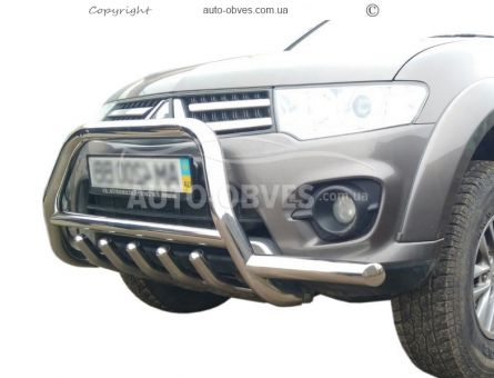 Front bumper protection Mitsubishi L200, Pajero Sport - type: with additional moustache фото 0