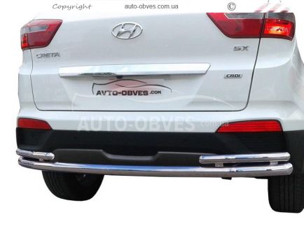 Rear bumper protection Hyundai Creta 2016-... - type: pipe with corners фото 3