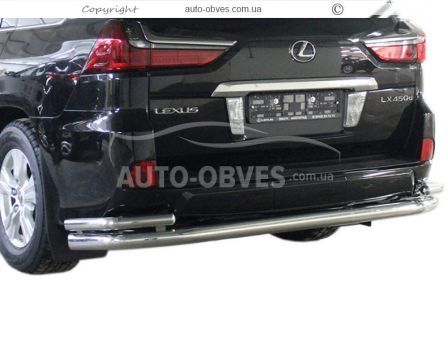 Lexus LX570 rear bumper protection - type: pipe with corners, on request фото 0
