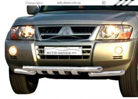 Защита бампера Mitsubishi Pajero Wagon III - тип: модельная, с пластинами фото 0