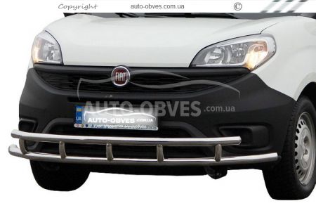Front bumper protection Fiat Doblo 2015-… - type: double pipe фото 0
