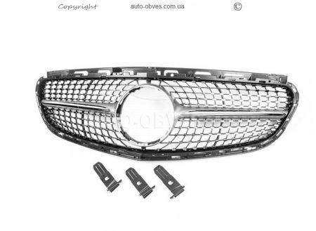 Radiator grille Mercedes E class w212 - type: diamond silver 2013-2016 фото 0