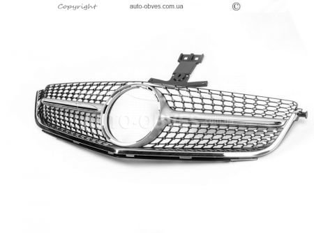 Radiator grille Mercedes C class w204 2007-2014 - type: diamond silver for C63 фото 0