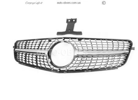 Radiator grille Mercedes C class w204 2007-2014 - type: diamond silver фото 0