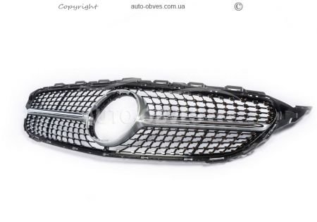 Radiator grille Mercedes C class w205 2014-2021 - type: diamond silver фото 0