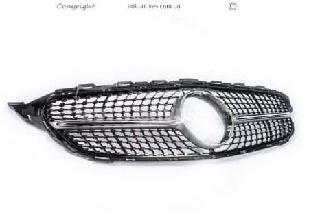 Radiator grille Mercedes C class w205 2014-2021 - type: diamond silver фото 2