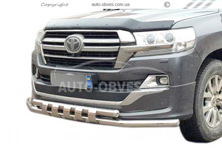 Bumper protection Toyota Land Cruiser 200 2019-2021 - type: model with plates, set Executive фото 0