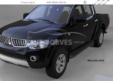 Боковые подножки Mitsubishi L200 2006-2014 - style: BMW, цвет: черный фото 6