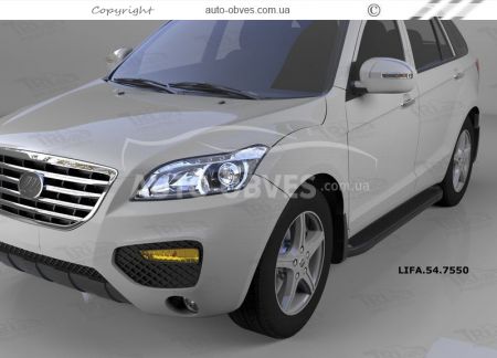 Боковые подножки Lifan X60 - style: BMW, цвет: черный фото 4