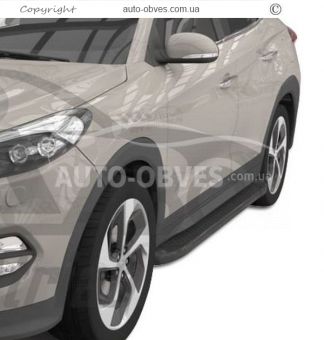 Боковые подножки Hyundai Tucson 2021-... - style: BMW, цвет: черный фото 4