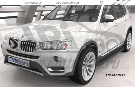 Боковые подножки BMW X3 F25 2010-2015, BMW X4 2014-2018 - style: BMW, цвет: черный фото 1